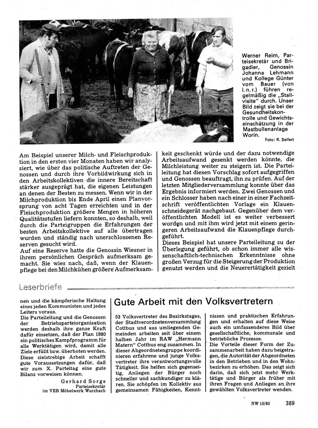 Neuer Weg (NW), Organ des Zentralkomitees (ZK) der SED (Sozialistische Einheitspartei Deutschlands) für Fragen des Parteilebens, 35. Jahrgang [Deutsche Demokratische Republik (DDR)] 1980, Seite 389 (NW ZK SED DDR 1980, S. 389)