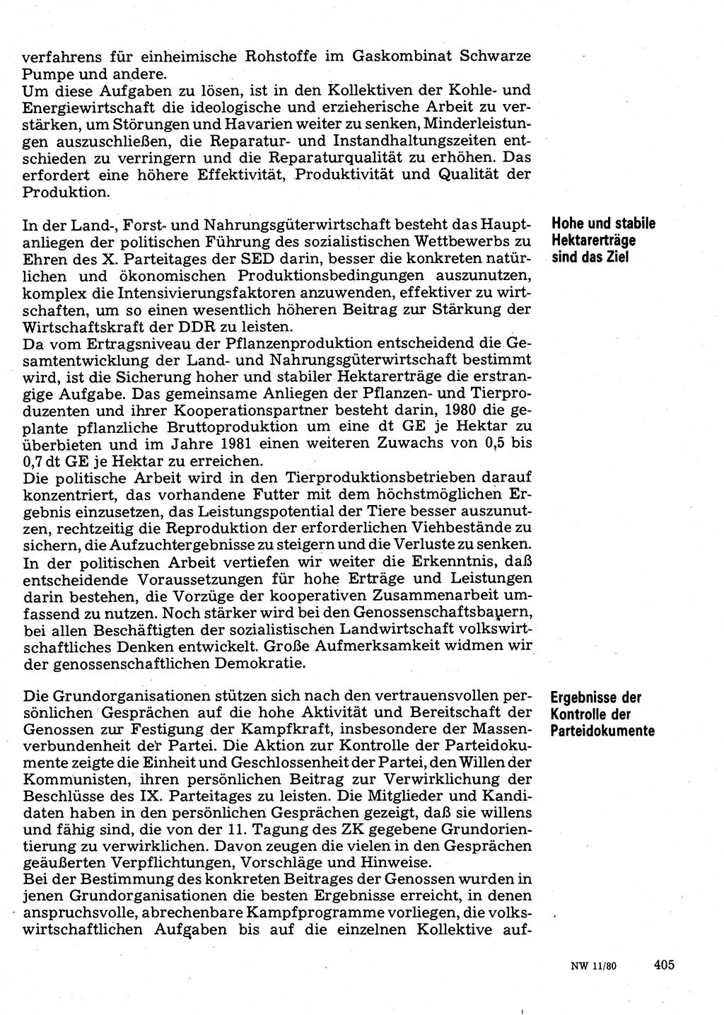 Neuer Weg (NW), Organ des Zentralkomitees (ZK) der SED (Sozialistische Einheitspartei Deutschlands) für Fragen des Parteilebens, 35. Jahrgang [Deutsche Demokratische Republik (DDR)] 1980, Seite 405 (NW ZK SED DDR 1980, S. 405)
