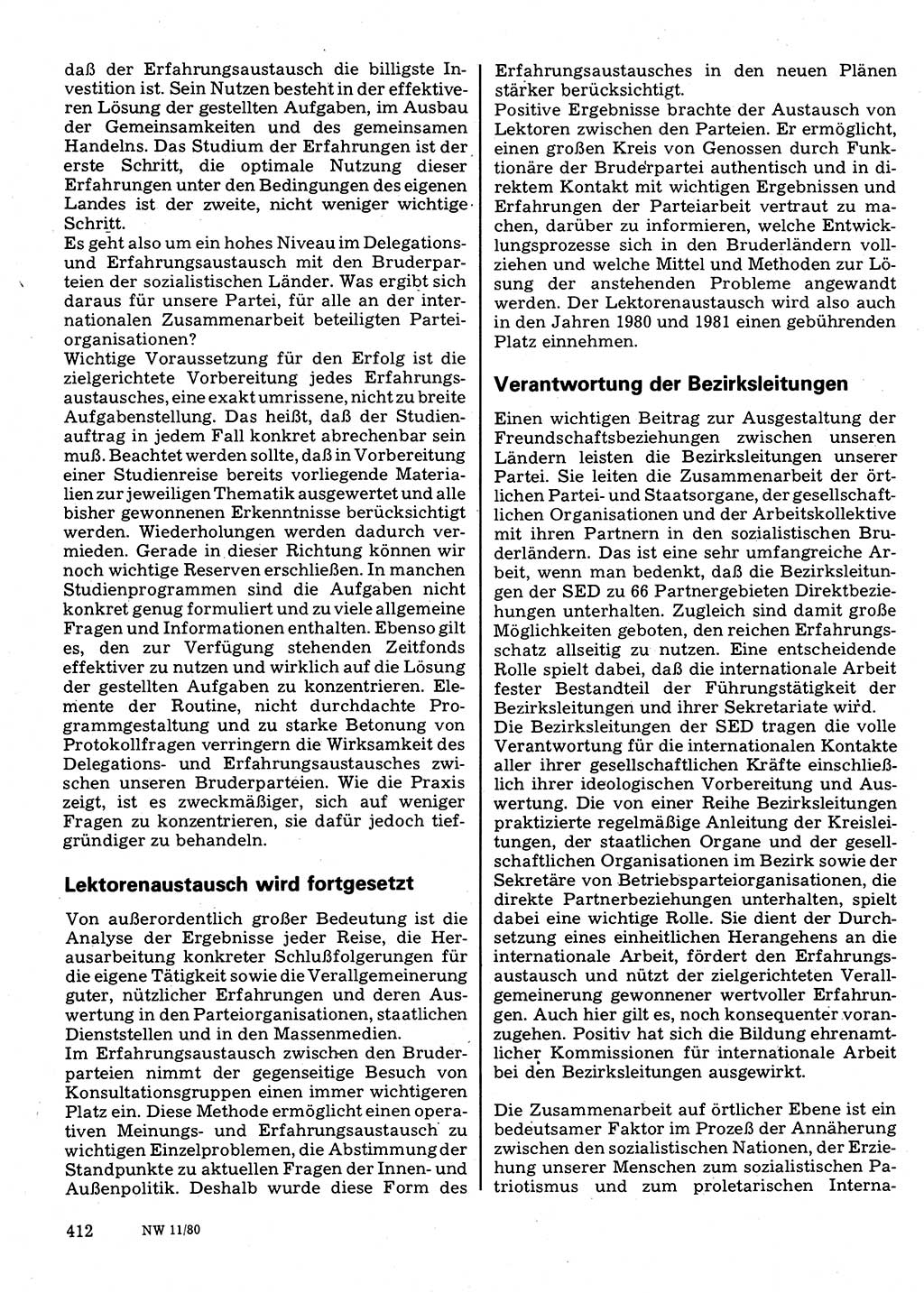 Neuer Weg (NW), Organ des Zentralkomitees (ZK) der SED (Sozialistische Einheitspartei Deutschlands) für Fragen des Parteilebens, 35. Jahrgang [Deutsche Demokratische Republik (DDR)] 1980, Seite 412 (NW ZK SED DDR 1980, S. 412)