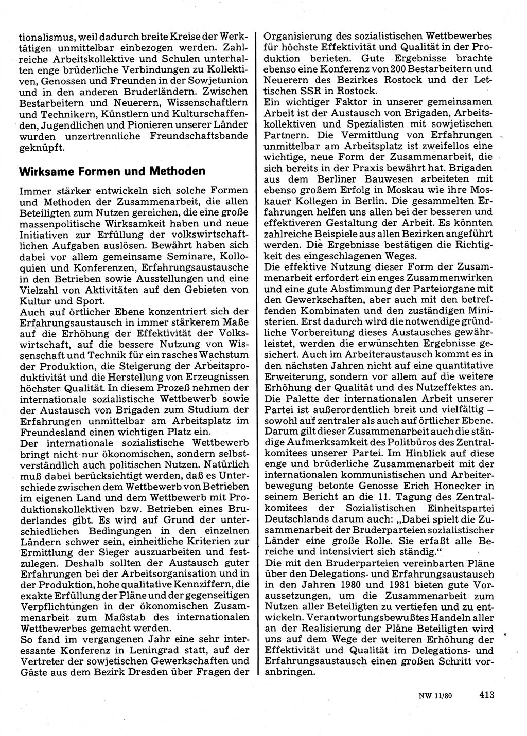 Neuer Weg (NW), Organ des Zentralkomitees (ZK) der SED (Sozialistische Einheitspartei Deutschlands) für Fragen des Parteilebens, 35. Jahrgang [Deutsche Demokratische Republik (DDR)] 1980, Seite 413 (NW ZK SED DDR 1980, S. 413)