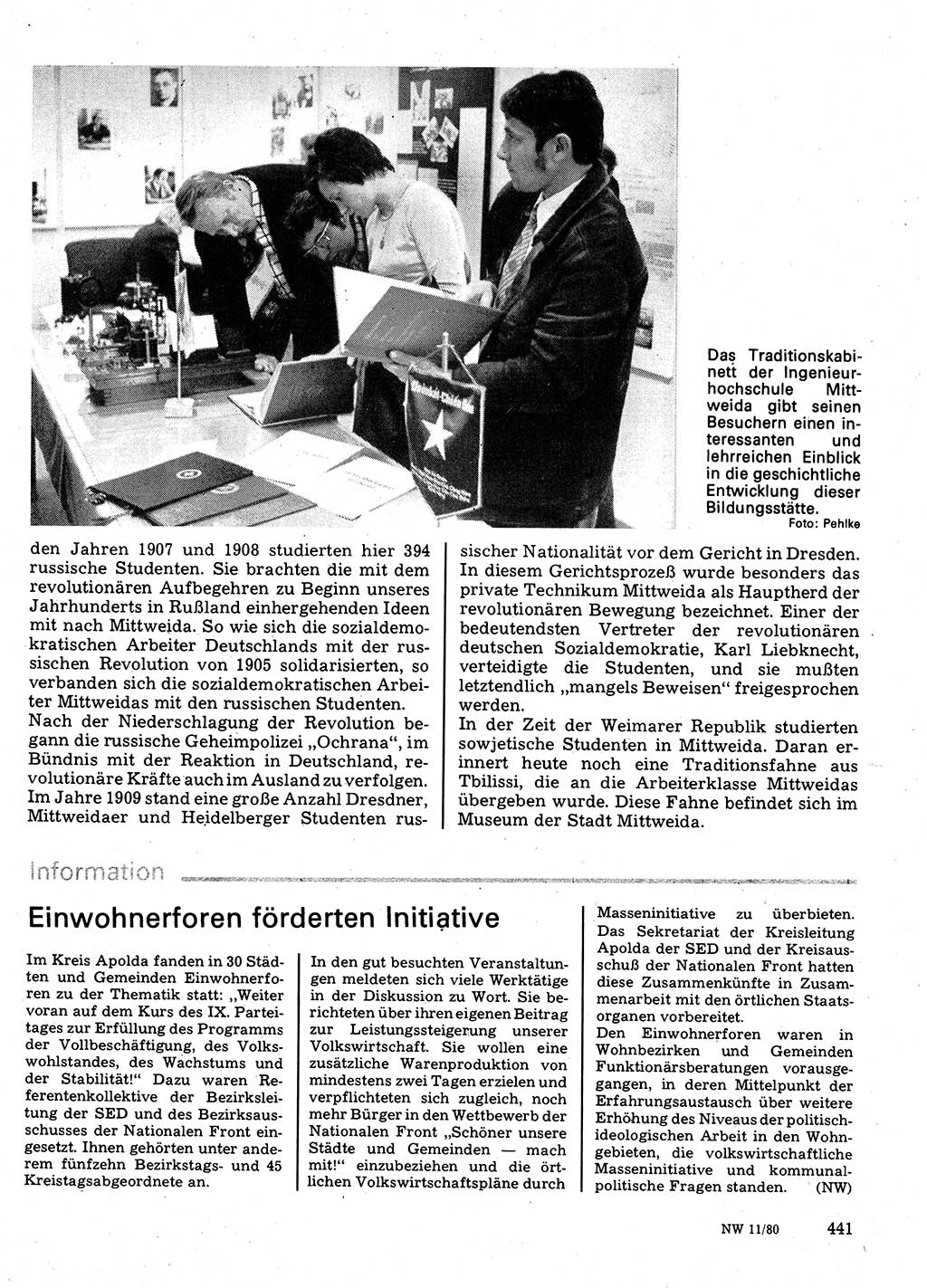 Neuer Weg (NW), Organ des Zentralkomitees (ZK) der SED (Sozialistische Einheitspartei Deutschlands) für Fragen des Parteilebens, 35. Jahrgang [Deutsche Demokratische Republik (DDR)] 1980, Seite 441 (NW ZK SED DDR 1980, S. 441)