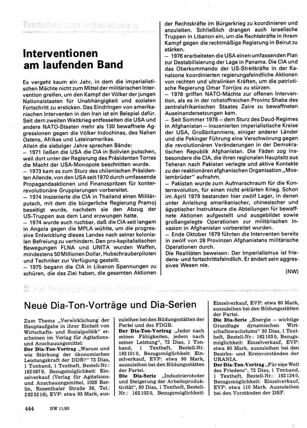 Neuer Weg (NW), Organ des Zentralkomitees (ZK) der SED (Sozialistische Einheitspartei Deutschlands) für Fragen des Parteilebens, 35. Jahrgang [Deutsche Demokratische Republik (DDR)] 1980, Seite 444 (NW ZK SED DDR 1980, S. 444)