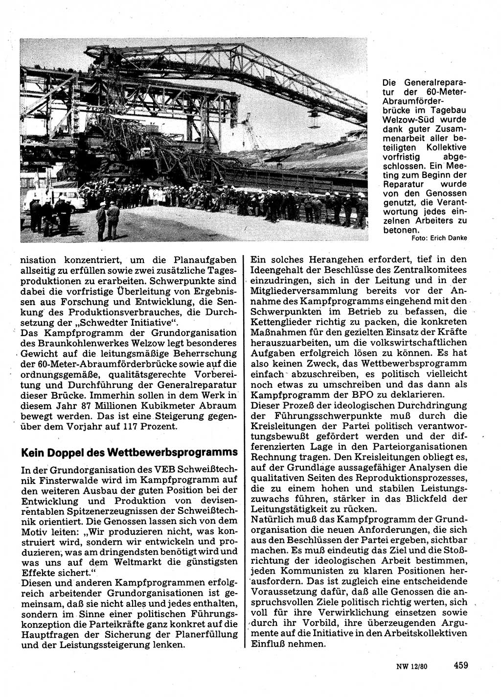 Neuer Weg (NW), Organ des Zentralkomitees (ZK) der SED (Sozialistische Einheitspartei Deutschlands) für Fragen des Parteilebens, 35. Jahrgang [Deutsche Demokratische Republik (DDR)] 1980, Seite 459 (NW ZK SED DDR 1980, S. 459)