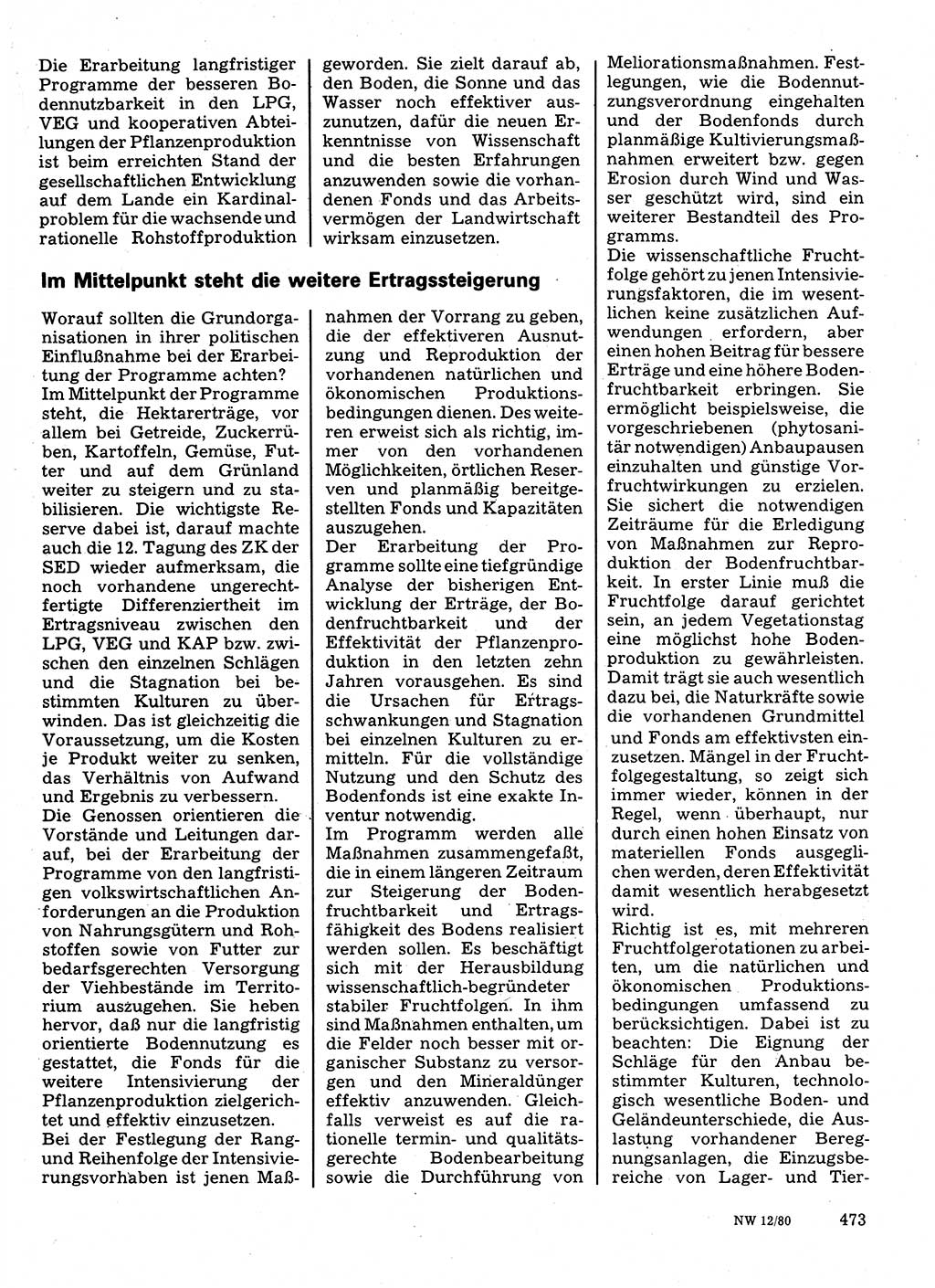 Neuer Weg (NW), Organ des Zentralkomitees (ZK) der SED (Sozialistische Einheitspartei Deutschlands) für Fragen des Parteilebens, 35. Jahrgang [Deutsche Demokratische Republik (DDR)] 1980, Seite 473 (NW ZK SED DDR 1980, S. 473)
