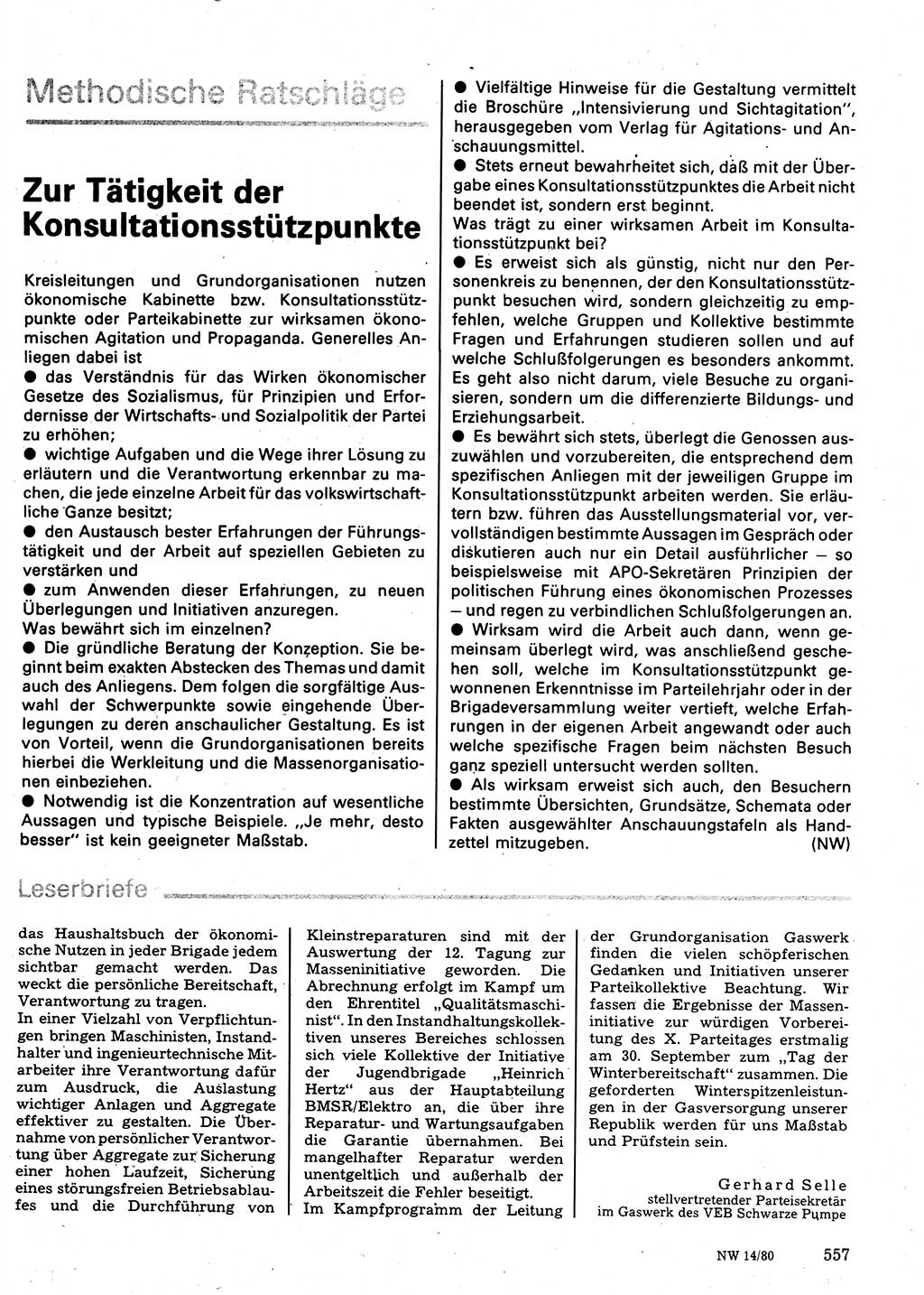 Neuer Weg (NW), Organ des Zentralkomitees (ZK) der SED (Sozialistische Einheitspartei Deutschlands) für Fragen des Parteilebens, 35. Jahrgang [Deutsche Demokratische Republik (DDR)] 1980, Seite 557 (NW ZK SED DDR 1980, S. 557)
