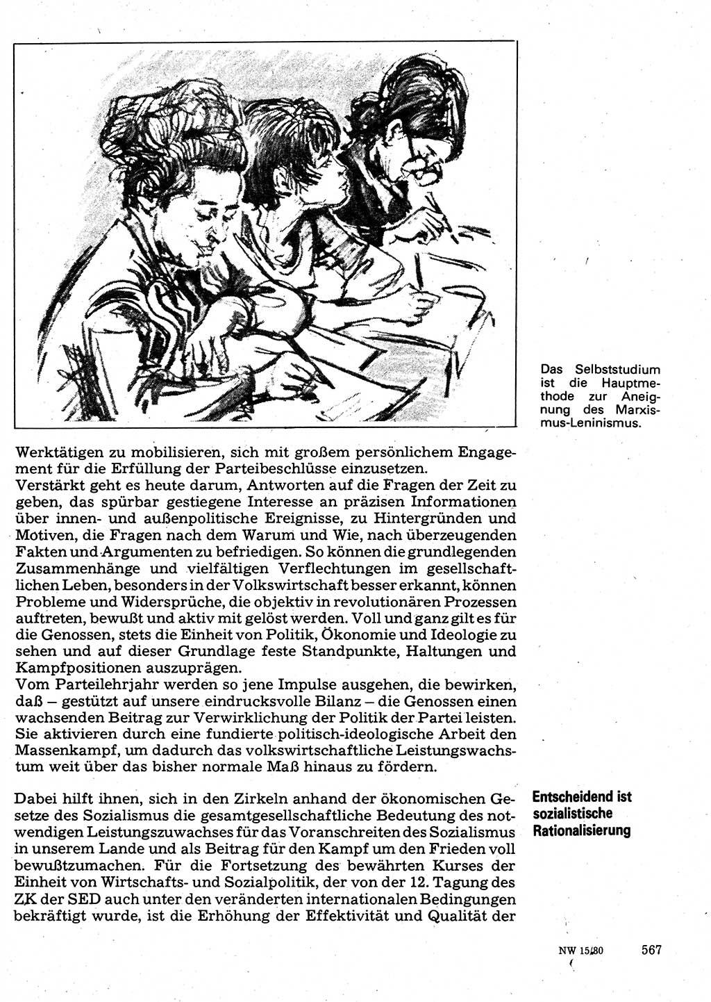 Neuer Weg (NW), Organ des Zentralkomitees (ZK) der SED (Sozialistische Einheitspartei Deutschlands) für Fragen des Parteilebens, 35. Jahrgang [Deutsche Demokratische Republik (DDR)] 1980, Seite 567 (NW ZK SED DDR 1980, S. 567)