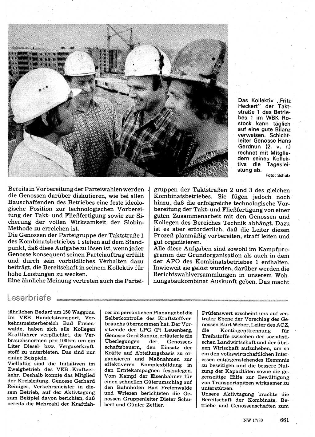 Neuer Weg (NW), Organ des Zentralkomitees (ZK) der SED (Sozialistische Einheitspartei Deutschlands) für Fragen des Parteilebens, 35. Jahrgang [Deutsche Demokratische Republik (DDR)] 1980, Seite 661 (NW ZK SED DDR 1980, S. 661)
