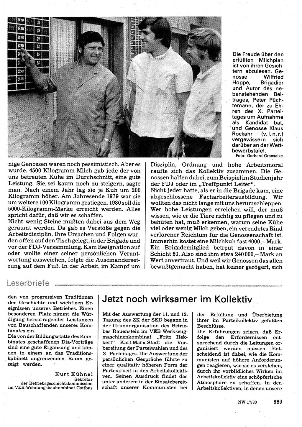 Neuer Weg (NW), Organ des Zentralkomitees (ZK) der SED (Sozialistische Einheitspartei Deutschlands) für Fragen des Parteilebens, 35. Jahrgang [Deutsche Demokratische Republik (DDR)] 1980, Seite 669 (NW ZK SED DDR 1980, S. 669)