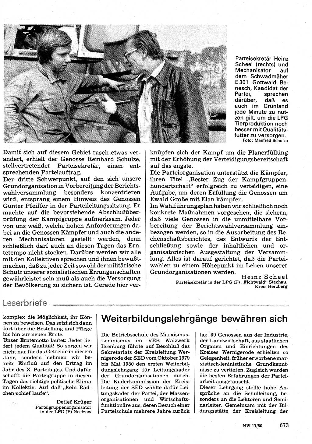 Neuer Weg (NW), Organ des Zentralkomitees (ZK) der SED (Sozialistische Einheitspartei Deutschlands) für Fragen des Parteilebens, 35. Jahrgang [Deutsche Demokratische Republik (DDR)] 1980, Seite 673 (NW ZK SED DDR 1980, S. 673)