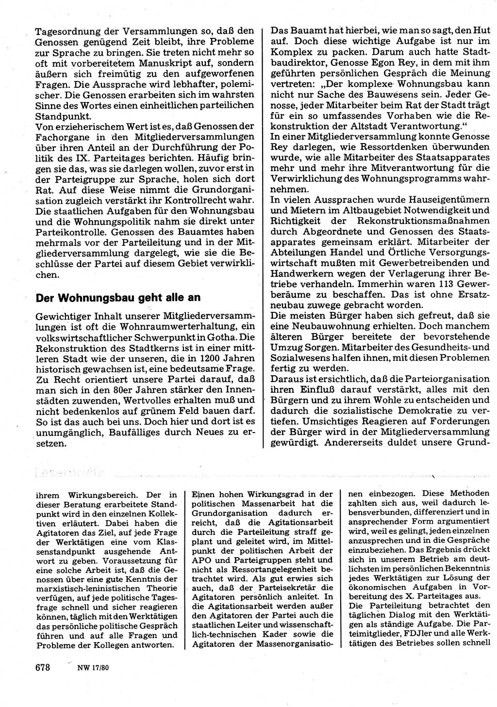 Neuer Weg (NW), Organ des Zentralkomitees (ZK) der SED (Sozialistische Einheitspartei Deutschlands) für Fragen des Parteilebens, 35. Jahrgang [Deutsche Demokratische Republik (DDR)] 1980, Seite 678 (NW ZK SED DDR 1980, S. 678)