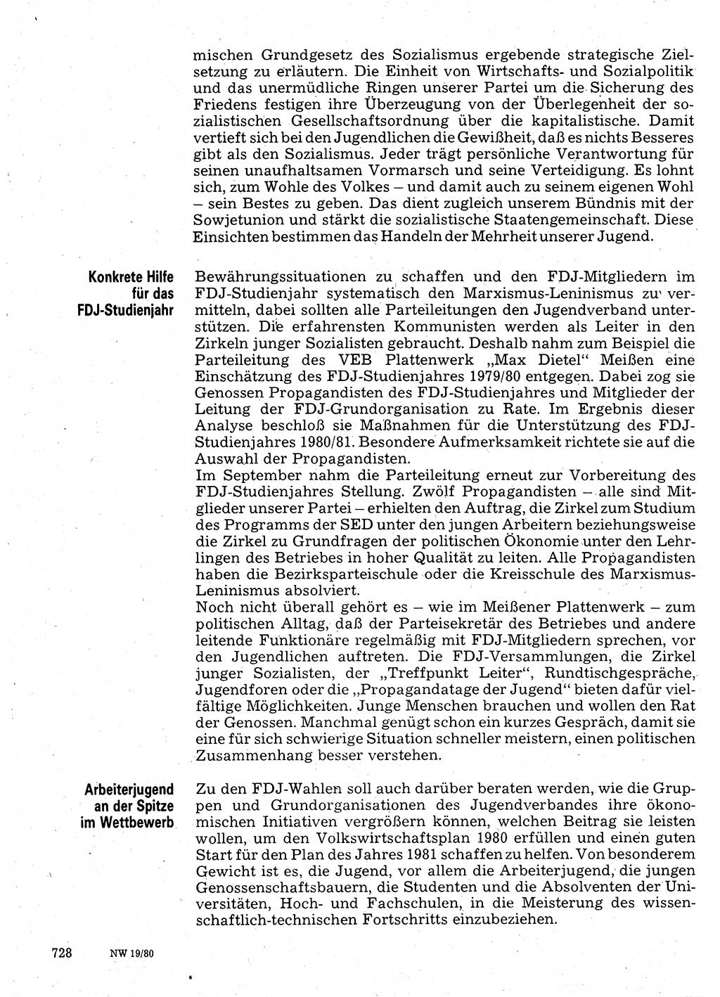 Neuer Weg (NW), Organ des Zentralkomitees (ZK) der SED (Sozialistische Einheitspartei Deutschlands) für Fragen des Parteilebens, 35. Jahrgang [Deutsche Demokratische Republik (DDR)] 1980, Seite 728 (NW ZK SED DDR 1980, S. 728)