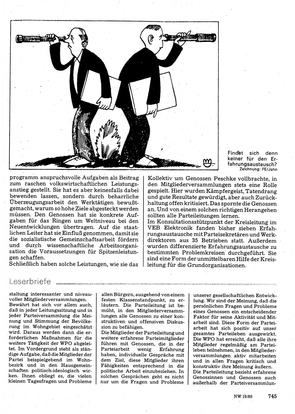 Neuer Weg (NW), Organ des Zentralkomitees (ZK) der SED (Sozialistische Einheitspartei Deutschlands) für Fragen des Parteilebens, 35. Jahrgang [Deutsche Demokratische Republik (DDR)] 1980, Seite 745 (NW ZK SED DDR 1980, S. 745)