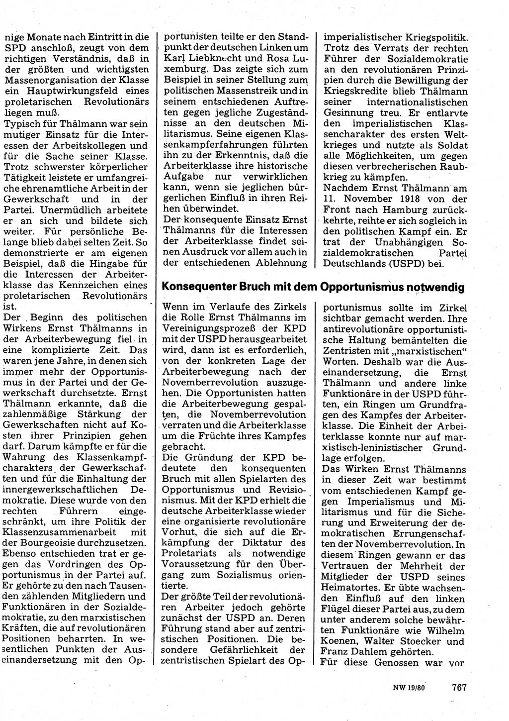 Neuer Weg (NW), Organ des Zentralkomitees (ZK) der SED (Sozialistische Einheitspartei Deutschlands) für Fragen des Parteilebens, 35. Jahrgang [Deutsche Demokratische Republik (DDR)] 1980, Seite 767 (NW ZK SED DDR 1980, S. 767)