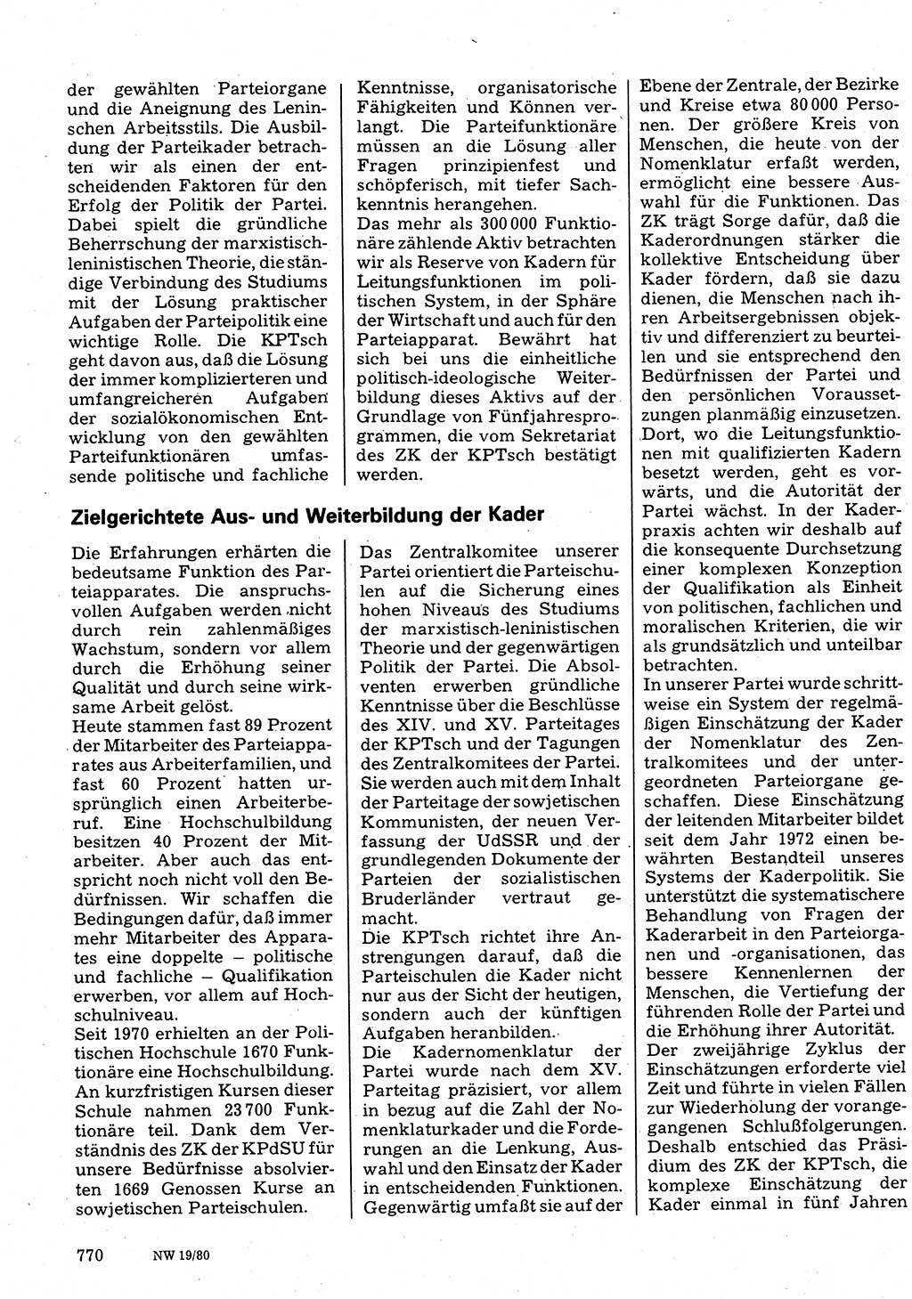 Neuer Weg (NW), Organ des Zentralkomitees (ZK) der SED (Sozialistische Einheitspartei Deutschlands) für Fragen des Parteilebens, 35. Jahrgang [Deutsche Demokratische Republik (DDR)] 1980, Seite 770 (NW ZK SED DDR 1980, S. 770)