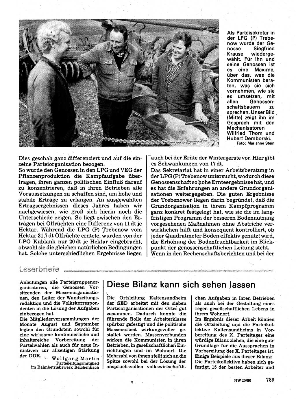Neuer Weg (NW), Organ des Zentralkomitees (ZK) der SED (Sozialistische Einheitspartei Deutschlands) für Fragen des Parteilebens, 35. Jahrgang [Deutsche Demokratische Republik (DDR)] 1980, Seite 789 (NW ZK SED DDR 1980, S. 789)