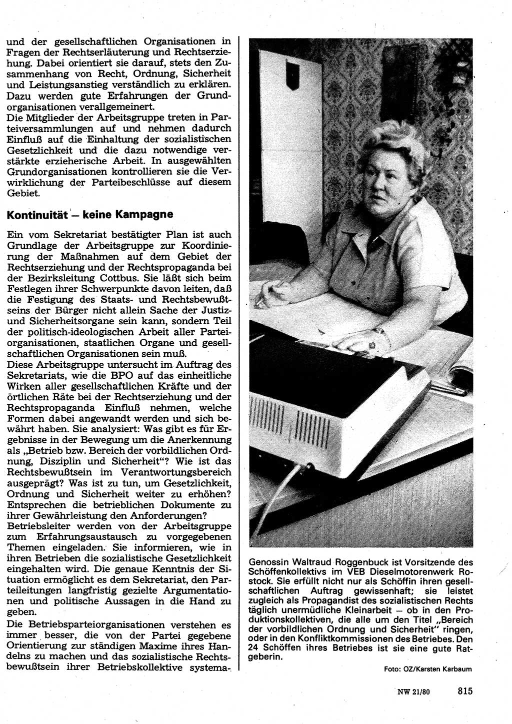Neuer Weg (NW), Organ des Zentralkomitees (ZK) der SED (Sozialistische Einheitspartei Deutschlands) für Fragen des Parteilebens, 35. Jahrgang [Deutsche Demokratische Republik (DDR)] 1980, Seite 815 (NW ZK SED DDR 1980, S. 815)
