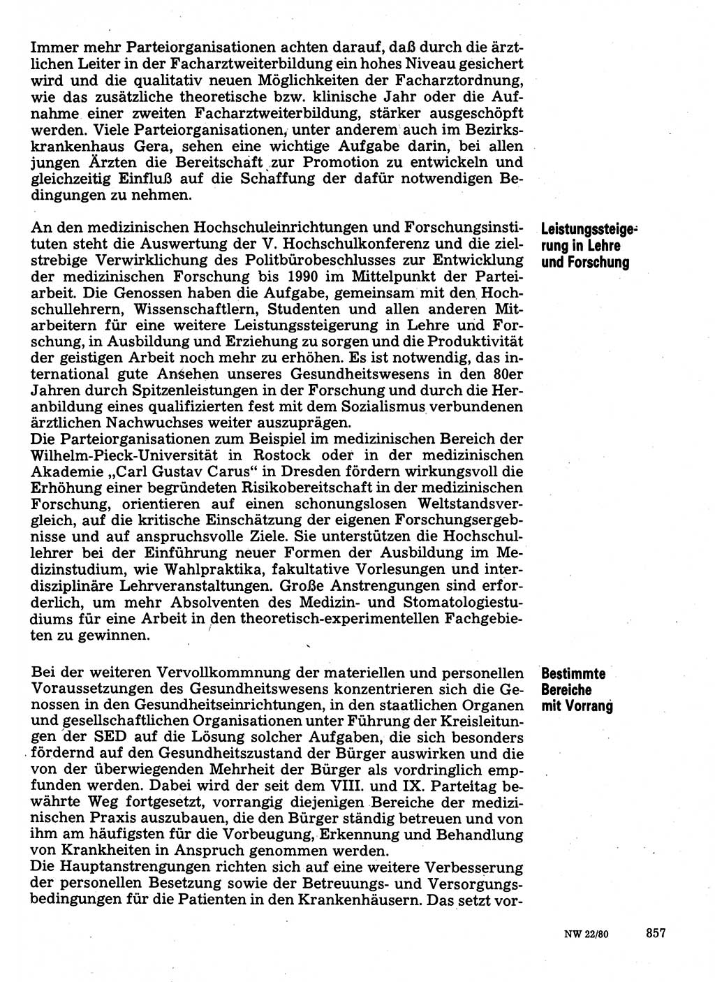 Neuer Weg (NW), Organ des Zentralkomitees (ZK) der SED (Sozialistische Einheitspartei Deutschlands) für Fragen des Parteilebens, 35. Jahrgang [Deutsche Demokratische Republik (DDR)] 1980, Seite 857 (NW ZK SED DDR 1980, S. 857)