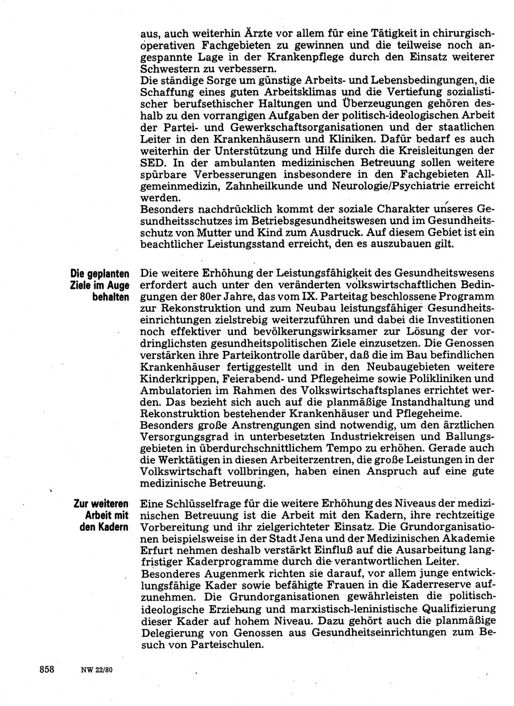 Neuer Weg (NW), Organ des Zentralkomitees (ZK) der SED (Sozialistische Einheitspartei Deutschlands) für Fragen des Parteilebens, 35. Jahrgang [Deutsche Demokratische Republik (DDR)] 1980, Seite 858 (NW ZK SED DDR 1980, S. 858)