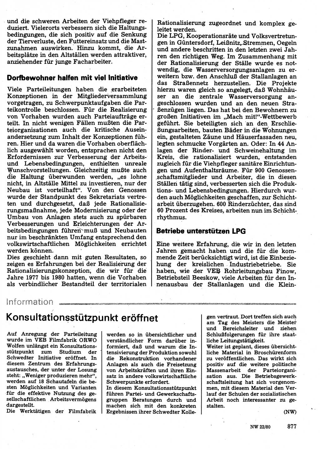 Neuer Weg (NW), Organ des Zentralkomitees (ZK) der SED (Sozialistische Einheitspartei Deutschlands) für Fragen des Parteilebens, 35. Jahrgang [Deutsche Demokratische Republik (DDR)] 1980, Seite 877 (NW ZK SED DDR 1980, S. 877)
