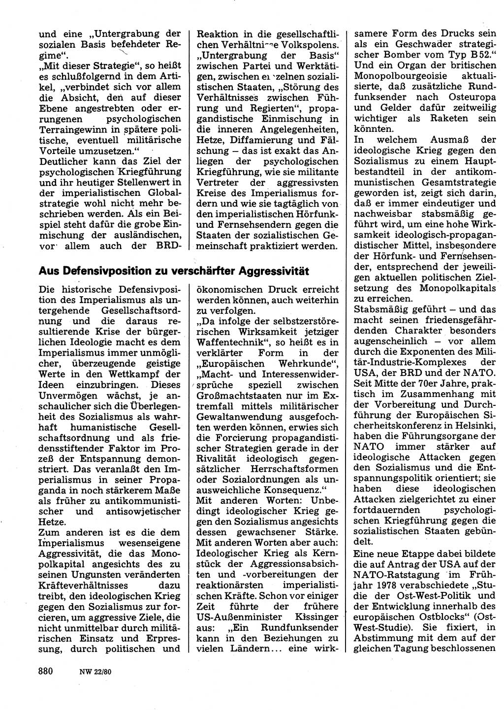 Neuer Weg (NW), Organ des Zentralkomitees (ZK) der SED (Sozialistische Einheitspartei Deutschlands) für Fragen des Parteilebens, 35. Jahrgang [Deutsche Demokratische Republik (DDR)] 1980, Seite 880 (NW ZK SED DDR 1980, S. 880)