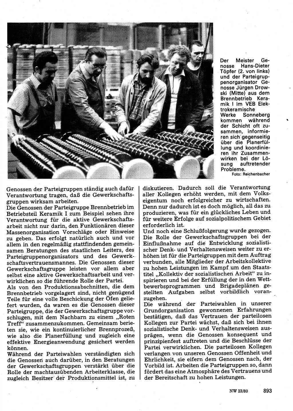 Neuer Weg (NW), Organ des Zentralkomitees (ZK) der SED (Sozialistische Einheitspartei Deutschlands) für Fragen des Parteilebens, 35. Jahrgang [Deutsche Demokratische Republik (DDR)] 1980, Seite 893 (NW ZK SED DDR 1980, S. 893)