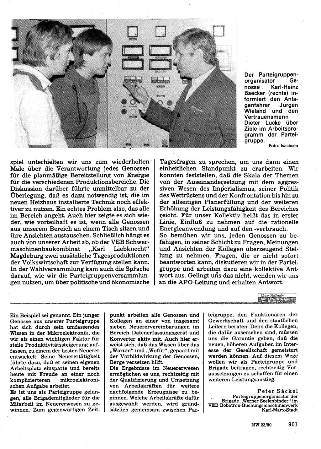 Neuer Weg (NW), Organ des Zentralkomitees (ZK) der SED (Sozialistische Einheitspartei Deutschlands) für Fragen des Parteilebens, 35. Jahrgang [Deutsche Demokratische Republik (DDR)] 1980, Seite 901 (NW ZK SED DDR 1980, S. 901)