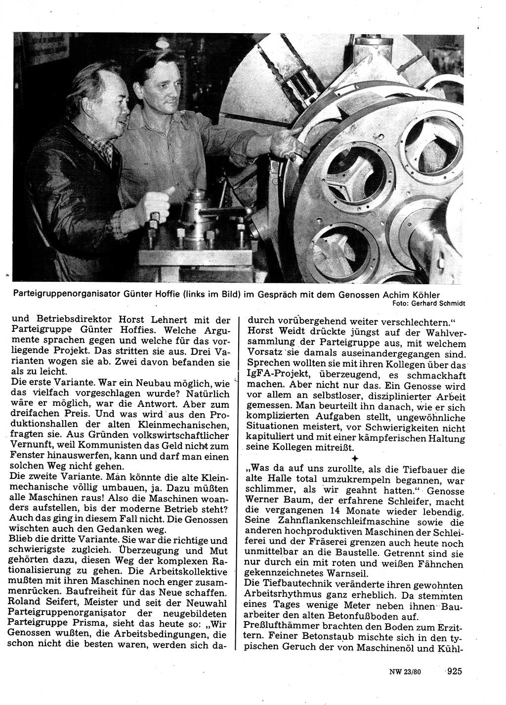 Neuer Weg (NW), Organ des Zentralkomitees (ZK) der SED (Sozialistische Einheitspartei Deutschlands) für Fragen des Parteilebens, 35. Jahrgang [Deutsche Demokratische Republik (DDR)] 1980, Seite 925 (NW ZK SED DDR 1980, S. 925)