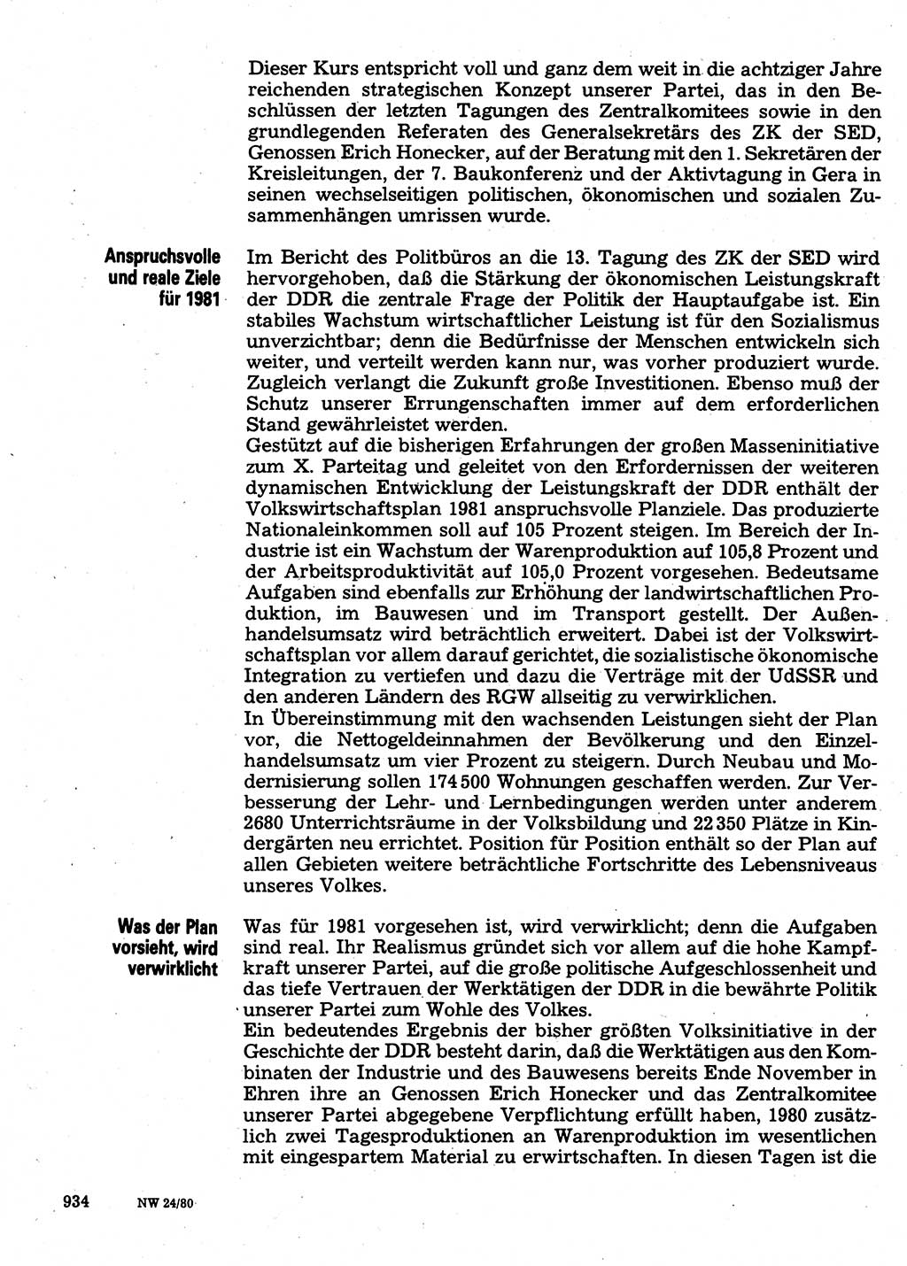 Neuer Weg (NW), Organ des Zentralkomitees (ZK) der SED (Sozialistische Einheitspartei Deutschlands) für Fragen des Parteilebens, 35. Jahrgang [Deutsche Demokratische Republik (DDR)] 1980, Seite 934 (NW ZK SED DDR 1980, S. 934)