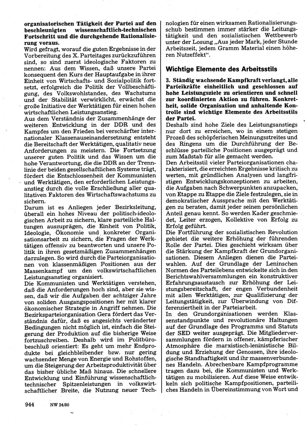 Neuer Weg (NW), Organ des Zentralkomitees (ZK) der SED (Sozialistische Einheitspartei Deutschlands) für Fragen des Parteilebens, 35. Jahrgang [Deutsche Demokratische Republik (DDR)] 1980, Seite 944 (NW ZK SED DDR 1980, S. 944)