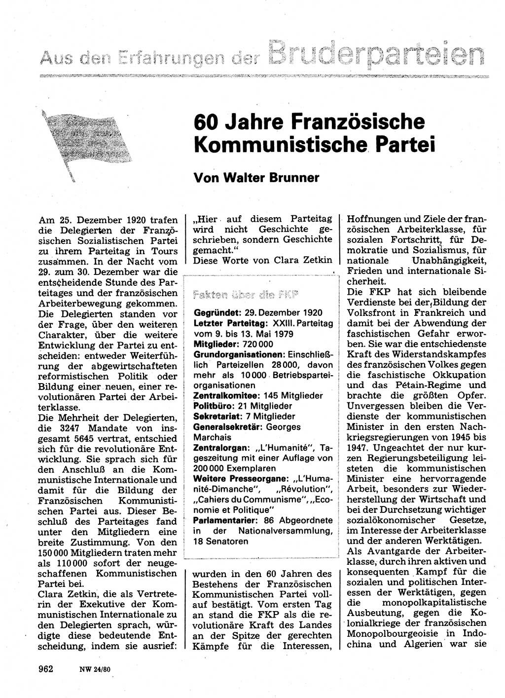 Neuer Weg (NW), Organ des Zentralkomitees (ZK) der SED (Sozialistische Einheitspartei Deutschlands) für Fragen des Parteilebens, 35. Jahrgang [Deutsche Demokratische Republik (DDR)] 1980, Seite 962 (NW ZK SED DDR 1980, S. 962)