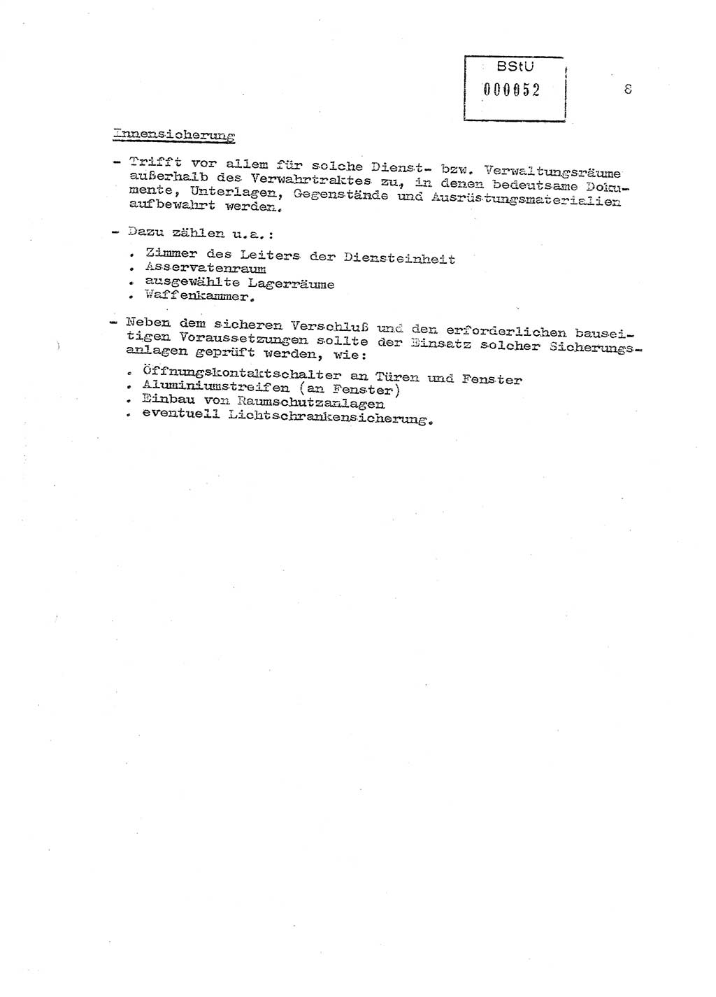 Sicherungs- und Nachrichtentechnik in UHA [Untersuchungshaftanstalten, Ministerium für Staatssicherheit, Deutsche Demokratische Republik (DDR)], Abteilung (Abt.) ⅩⅣ, Berlin 1980, Seite 8 (Si.-NT UHA MfS DDR Abt. ⅩⅣ /80 1980, S. 8)