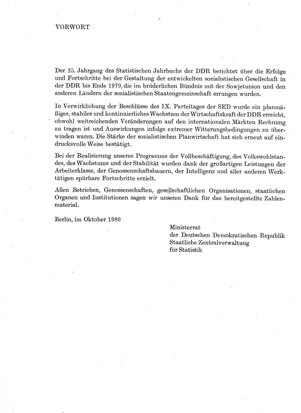 Statistisches Jahrbuch der Deutschen Demokratischen Republik (DDR) 1980, Seite 3 (Stat. Jb. DDR 1980, S. 3)