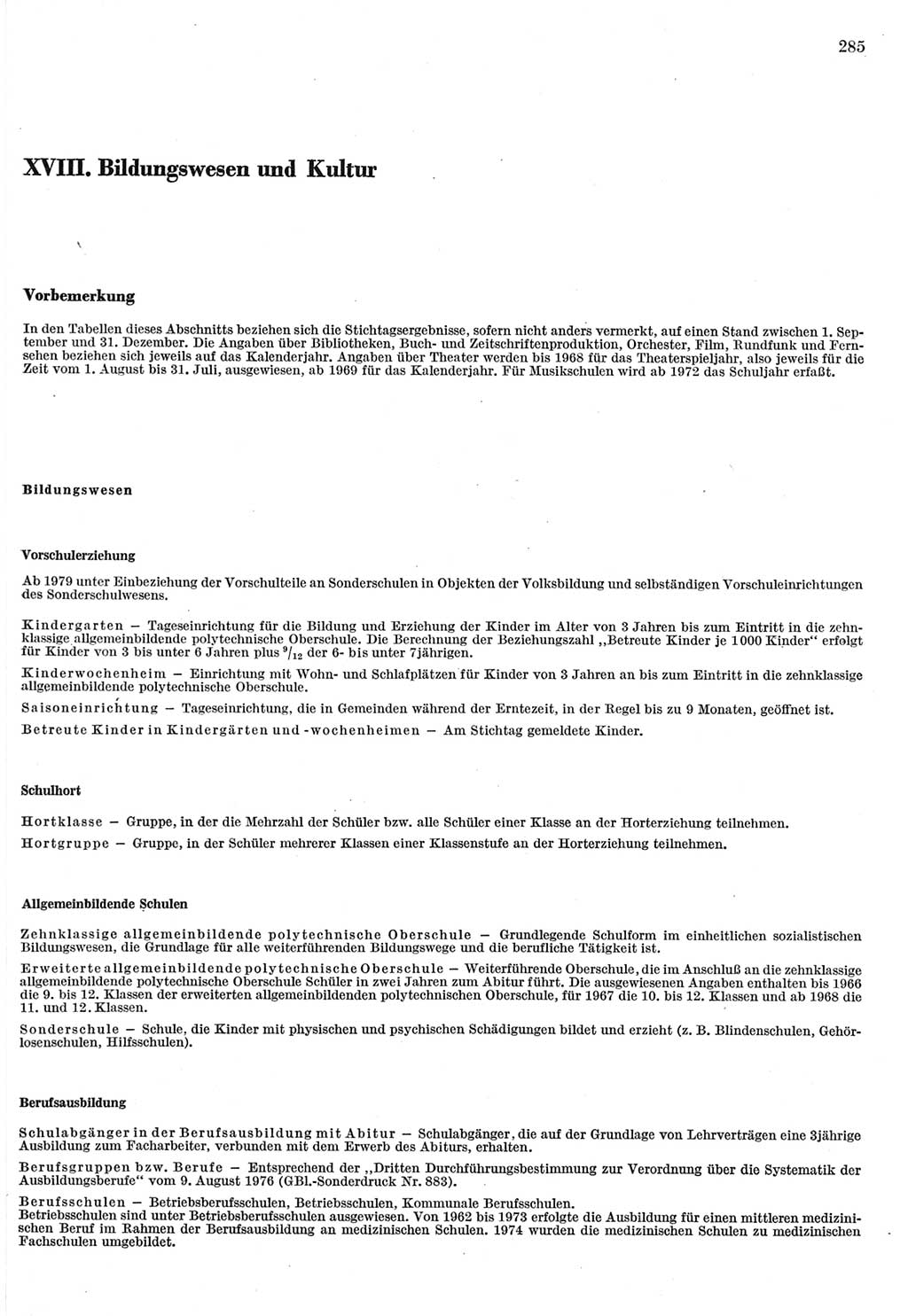 Statistisches Jahrbuch der Deutschen Demokratischen Republik (DDR) 1980, Seite 285 (Stat. Jb. DDR 1980, S. 285)