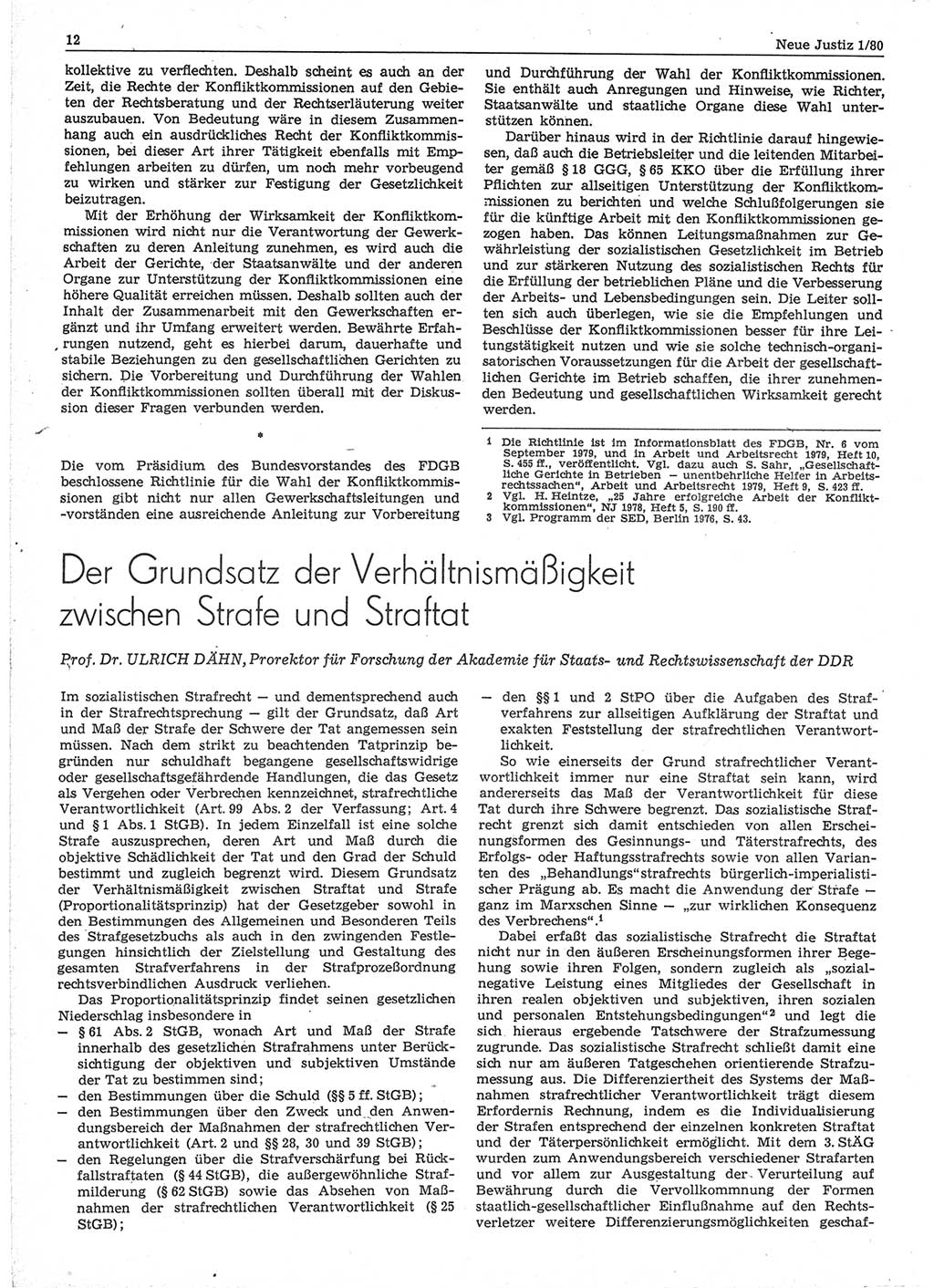 Neue Justiz (NJ), Zeitschrift für sozialistisches Recht und Gesetzlichkeit [Deutsche Demokratische Republik (DDR)], 34. Jahrgang 1980, Seite 12 (NJ DDR 1980, S. 12)