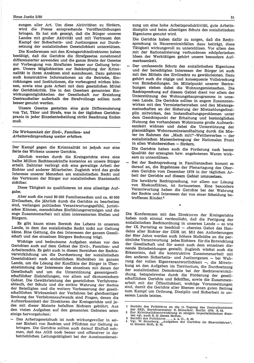 Neue Justiz (NJ), Zeitschrift für sozialistisches Recht und Gesetzlichkeit [Deutsche Demokratische Republik (DDR)], 34. Jahrgang 1980, Seite 51 (NJ DDR 1980, S. 51)
