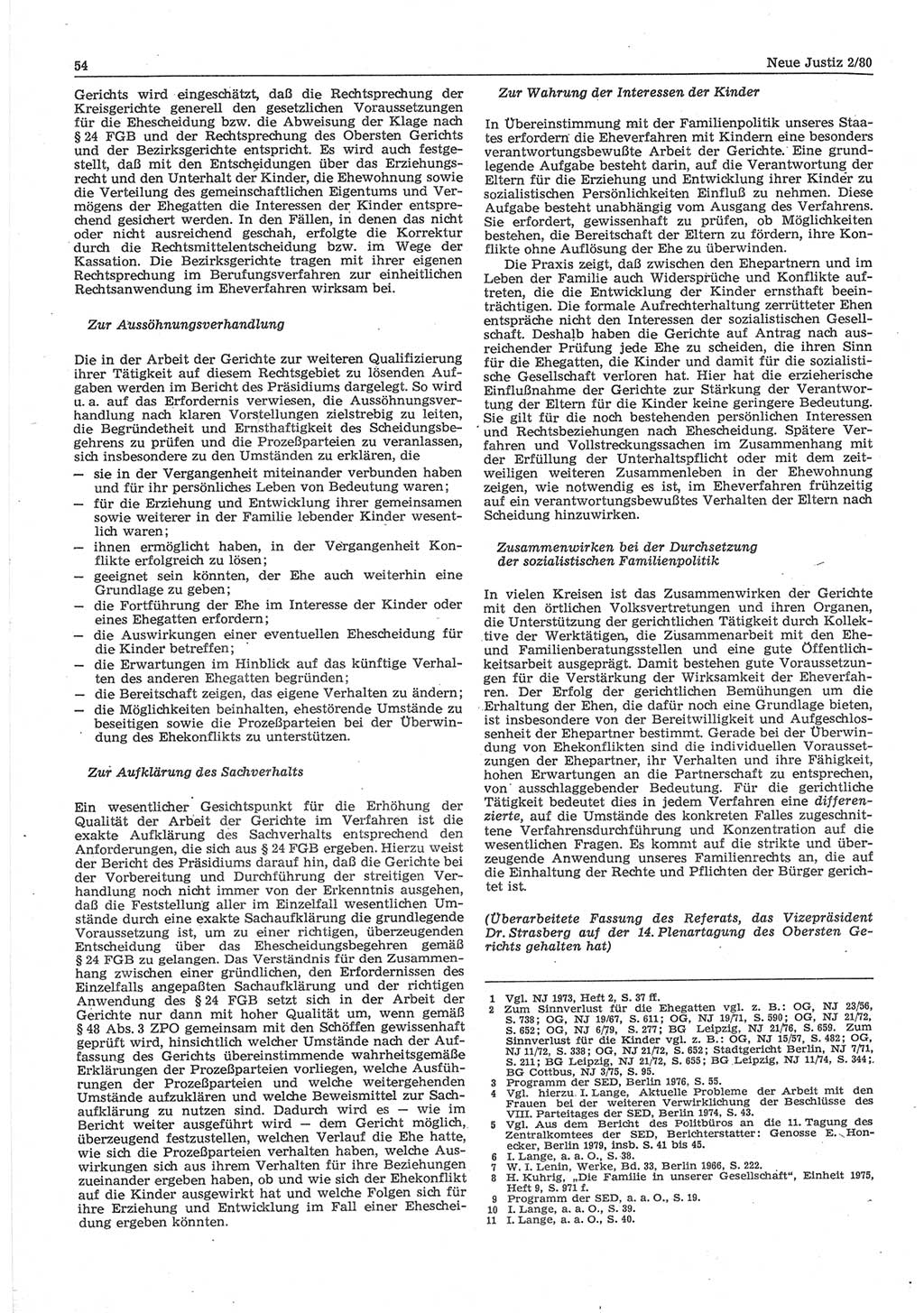 Neue Justiz (NJ), Zeitschrift für sozialistisches Recht und Gesetzlichkeit [Deutsche Demokratische Republik (DDR)], 34. Jahrgang 1980, Seite 54 (NJ DDR 1980, S. 54)