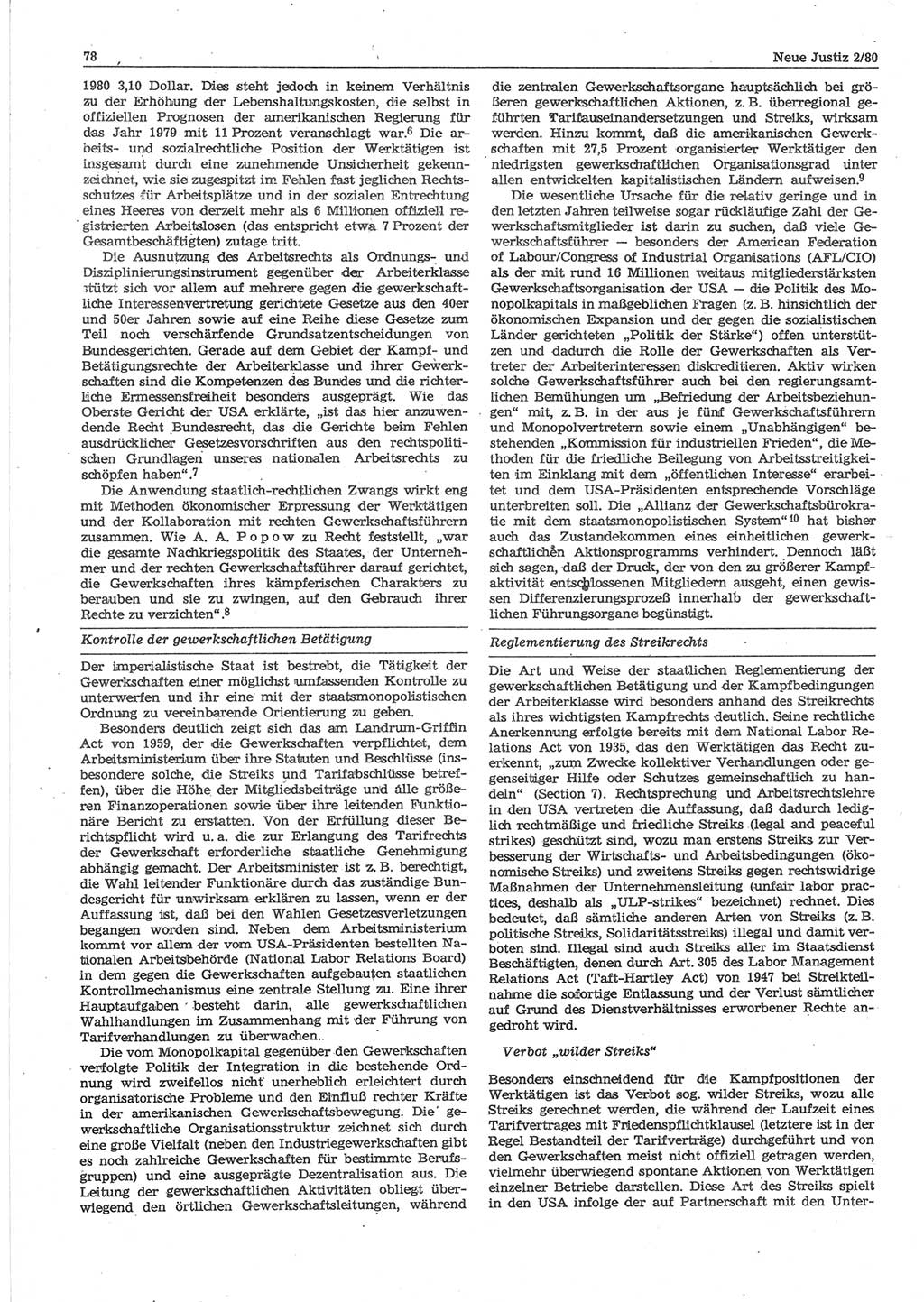 Neue Justiz (NJ), Zeitschrift für sozialistisches Recht und Gesetzlichkeit [Deutsche Demokratische Republik (DDR)], 34. Jahrgang 1980, Seite 78 (NJ DDR 1980, S. 78)