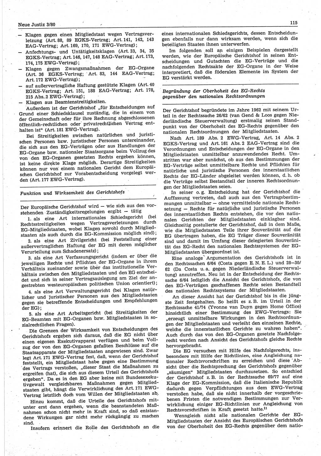 Neue Justiz (NJ), Zeitschrift für sozialistisches Recht und Gesetzlichkeit [Deutsche Demokratische Republik (DDR)], 34. Jahrgang 1980, Seite 115 (NJ DDR 1980, S. 115)