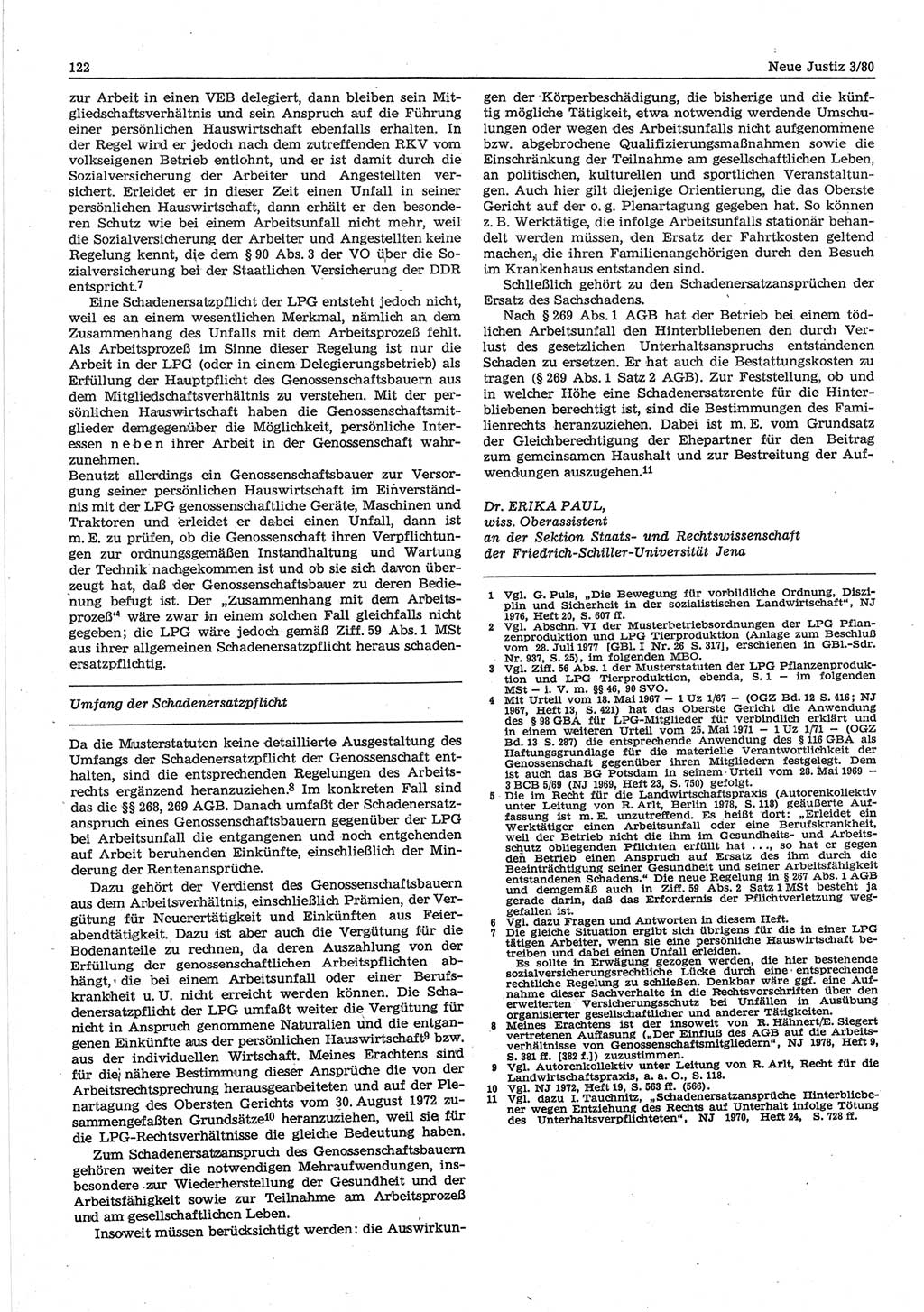 Neue Justiz (NJ), Zeitschrift für sozialistisches Recht und Gesetzlichkeit [Deutsche Demokratische Republik (DDR)], 34. Jahrgang 1980, Seite 122 (NJ DDR 1980, S. 122)