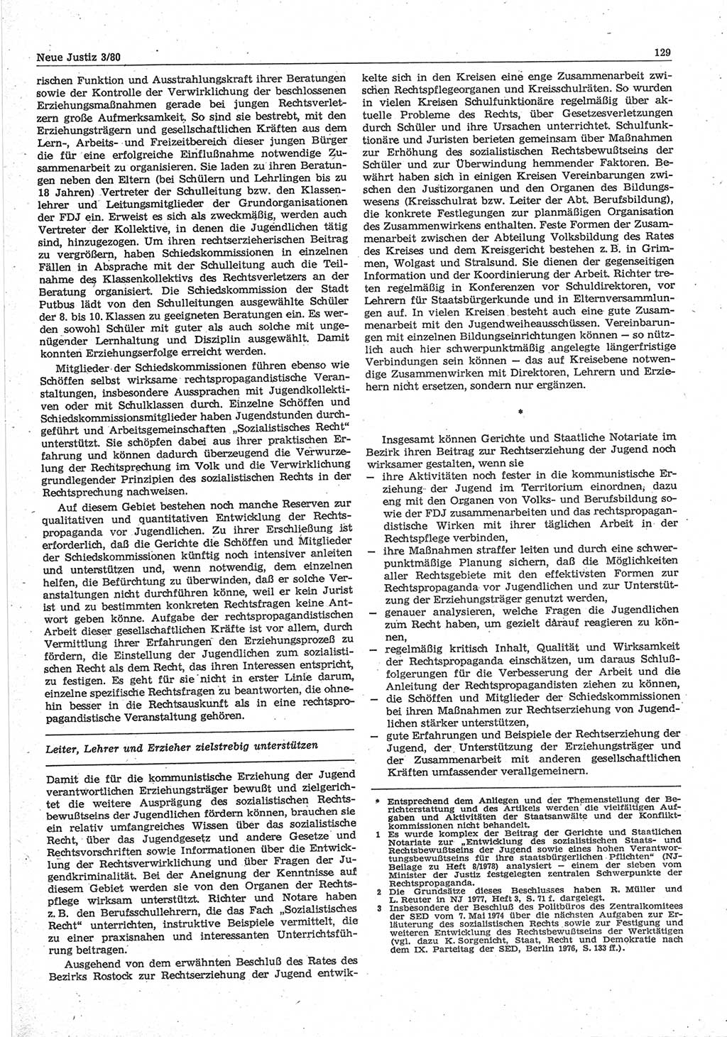 Neue Justiz (NJ), Zeitschrift für sozialistisches Recht und Gesetzlichkeit [Deutsche Demokratische Republik (DDR)], 34. Jahrgang 1980, Seite 129 (NJ DDR 1980, S. 129)