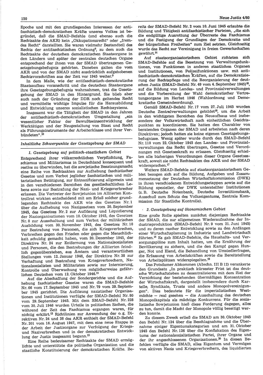 Neue Justiz (NJ), Zeitschrift für sozialistisches Recht und Gesetzlichkeit [Deutsche Demokratische Republik (DDR)], 34. Jahrgang 1980, Seite 150 (NJ DDR 1980, S. 150)