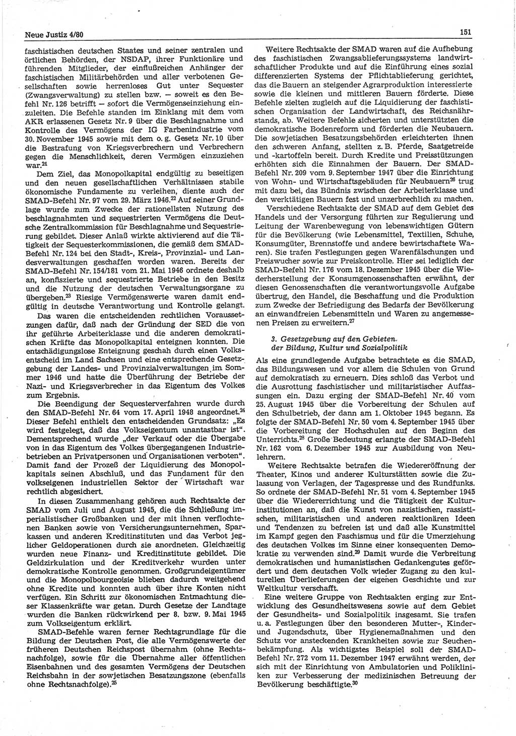 Neue Justiz (NJ), Zeitschrift für sozialistisches Recht und Gesetzlichkeit [Deutsche Demokratische Republik (DDR)], 34. Jahrgang 1980, Seite 151 (NJ DDR 1980, S. 151)