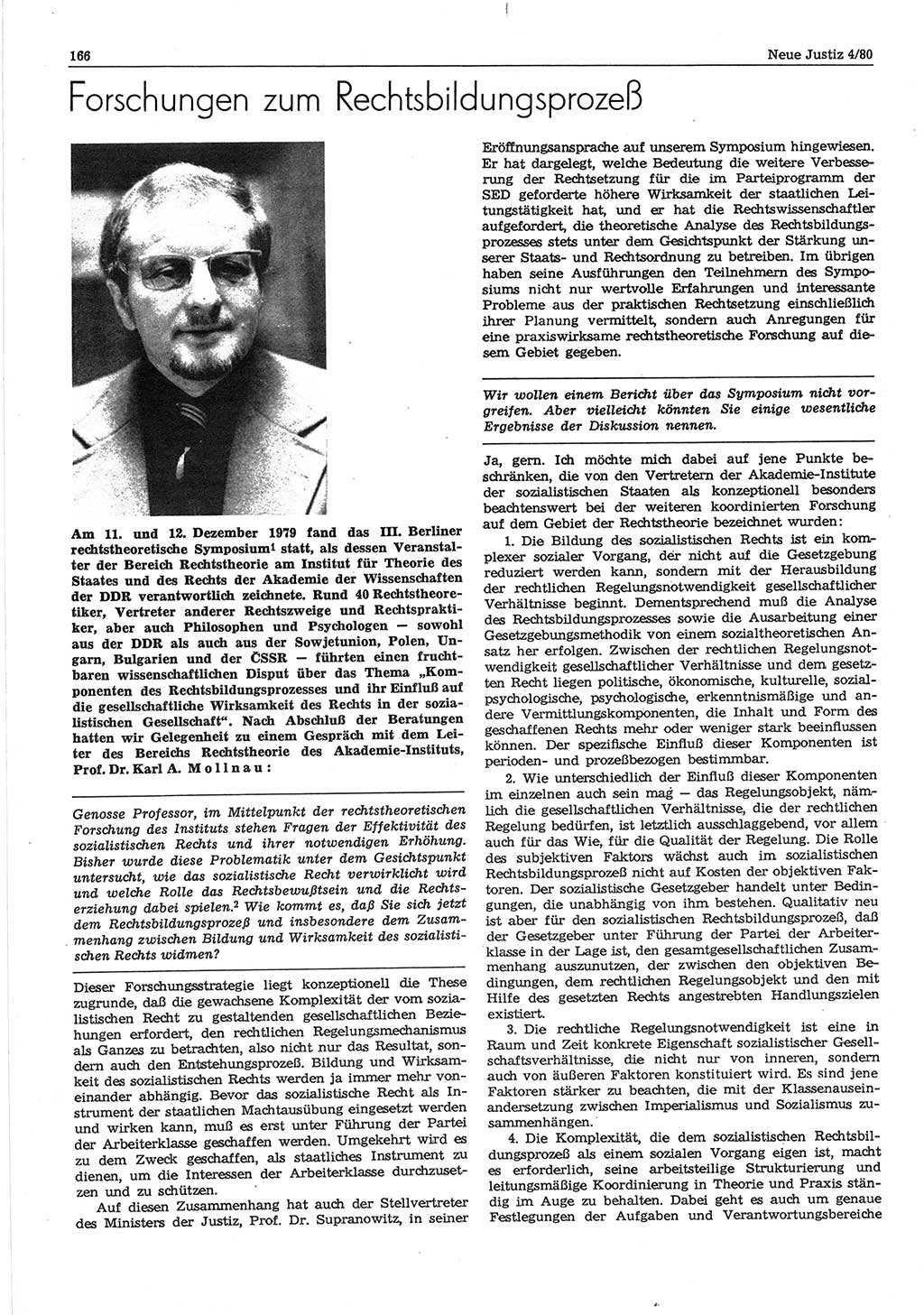 Neue Justiz (NJ), Zeitschrift für sozialistisches Recht und Gesetzlichkeit [Deutsche Demokratische Republik (DDR)], 34. Jahrgang 1980, Seite 166 (NJ DDR 1980, S. 166)