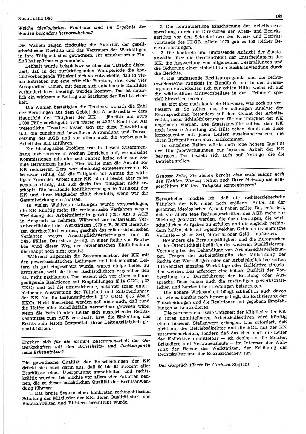 Neue Justiz (NJ), Zeitschrift für sozialistisches Recht und Gesetzlichkeit [Deutsche Demokratische Republik (DDR)], 34. Jahrgang 1980, Seite 169 (NJ DDR 1980, S. 169)