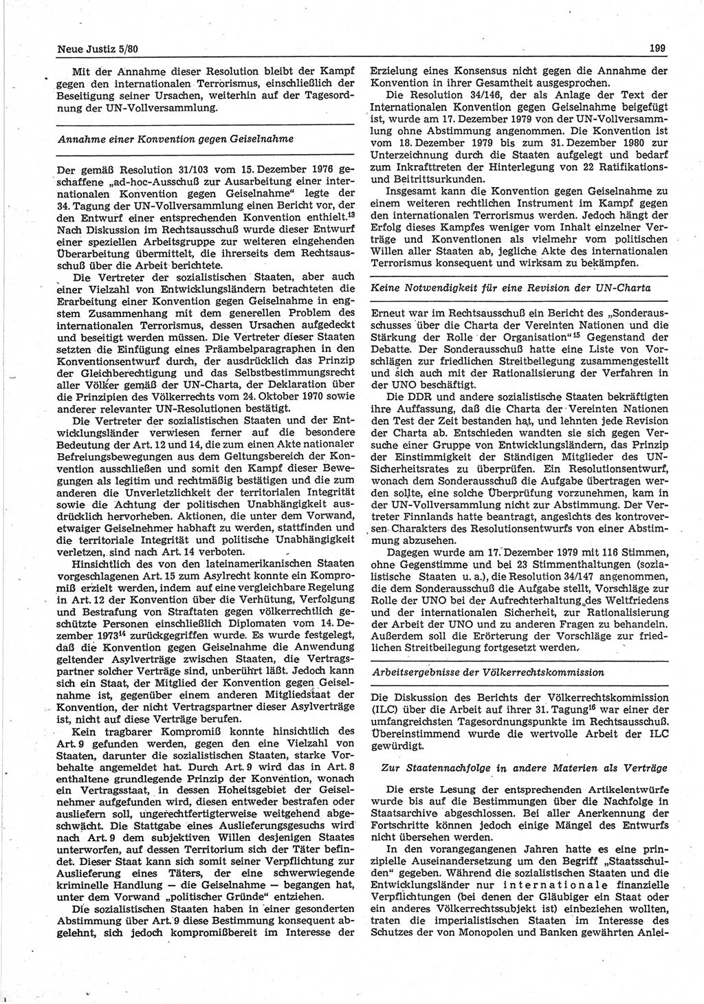 Neue Justiz (NJ), Zeitschrift für sozialistisches Recht und Gesetzlichkeit [Deutsche Demokratische Republik (DDR)], 34. Jahrgang 1980, Seite 199 (NJ DDR 1980, S. 199)