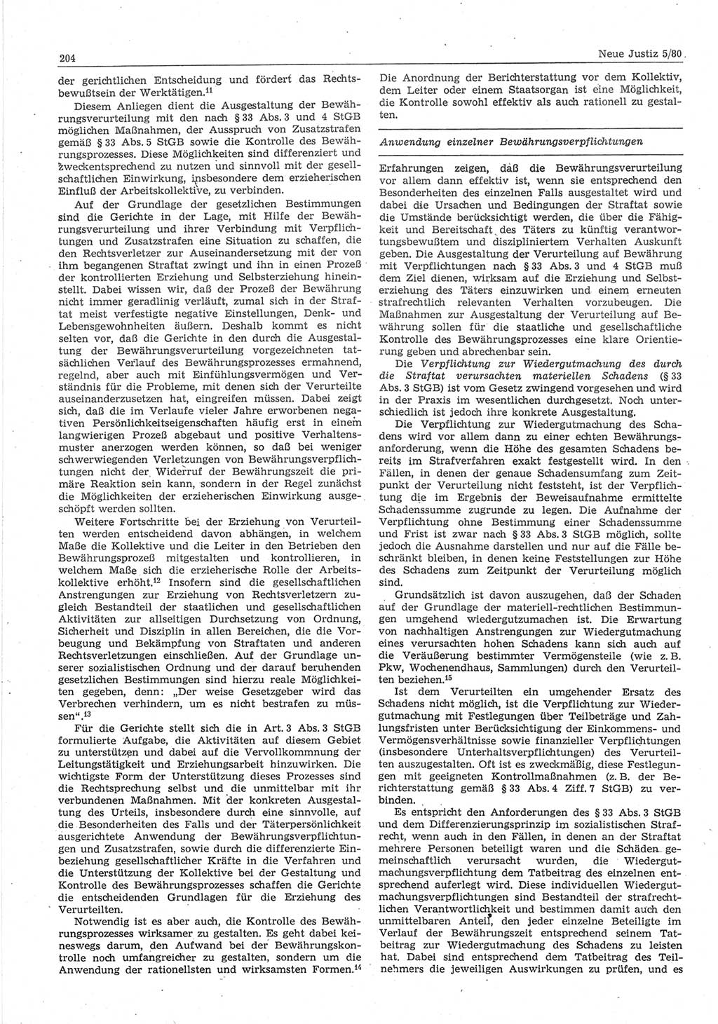 Neue Justiz (NJ), Zeitschrift für sozialistisches Recht und Gesetzlichkeit [Deutsche Demokratische Republik (DDR)], 34. Jahrgang 1980, Seite 204 (NJ DDR 1980, S. 204)