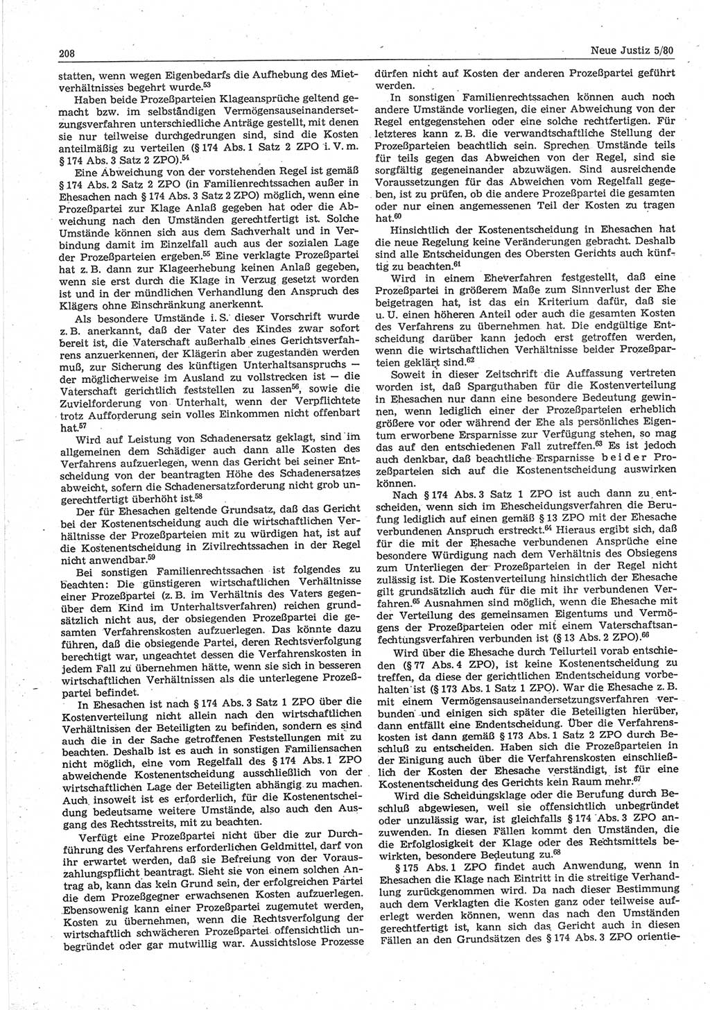 Neue Justiz (NJ), Zeitschrift für sozialistisches Recht und Gesetzlichkeit [Deutsche Demokratische Republik (DDR)], 34. Jahrgang 1980, Seite 208 (NJ DDR 1980, S. 208)