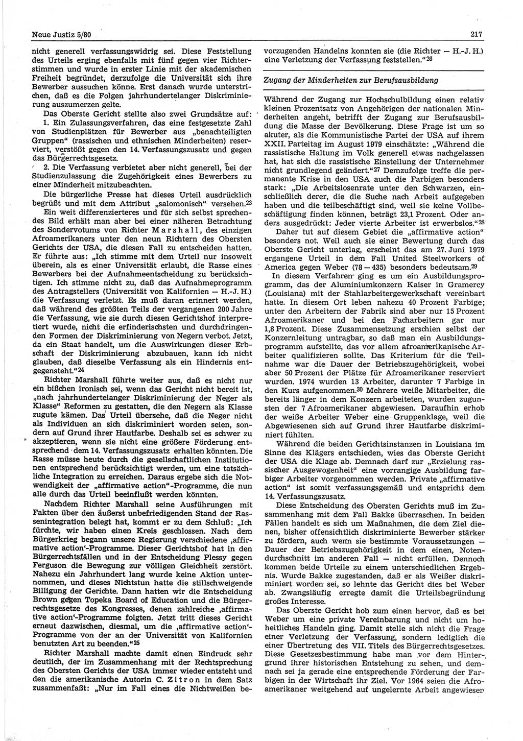 Neue Justiz (NJ), Zeitschrift für sozialistisches Recht und Gesetzlichkeit [Deutsche Demokratische Republik (DDR)], 34. Jahrgang 1980, Seite 217 (NJ DDR 1980, S. 217)