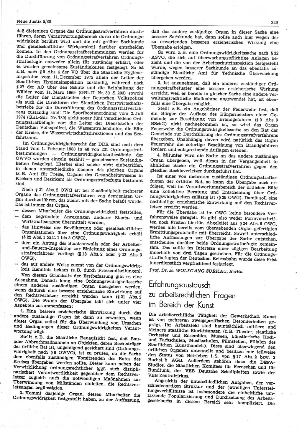 Neue Justiz (NJ), Zeitschrift für sozialistisches Recht und Gesetzlichkeit [Deutsche Demokratische Republik (DDR)], 34. Jahrgang 1980, Seite 229 (NJ DDR 1980, S. 229)