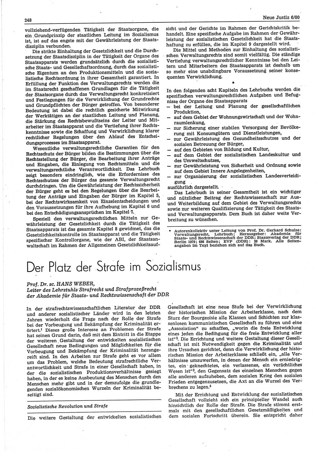 Neue Justiz (NJ), Zeitschrift für sozialistisches Recht und Gesetzlichkeit [Deutsche Demokratische Republik (DDR)], 34. Jahrgang 1980, Seite 248 (NJ DDR 1980, S. 248)